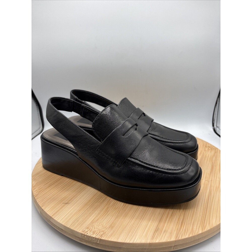 Dolce Vita Nada Slingback Platform Wedge Loafers Black Patent Leather Sz  7 Twee